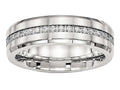 Chisel Stainless Steel Brushed And Polished CZ Ring