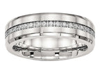Chisel Stainless Steel Brushed And Polished CZ Ring