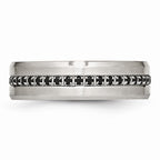 Chisel Stainless Steel Brushed And Polished Black CZ Ring