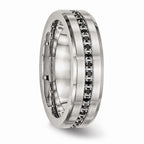 Chisel Stainless Steel Brushed And Polished Black CZ Ring
