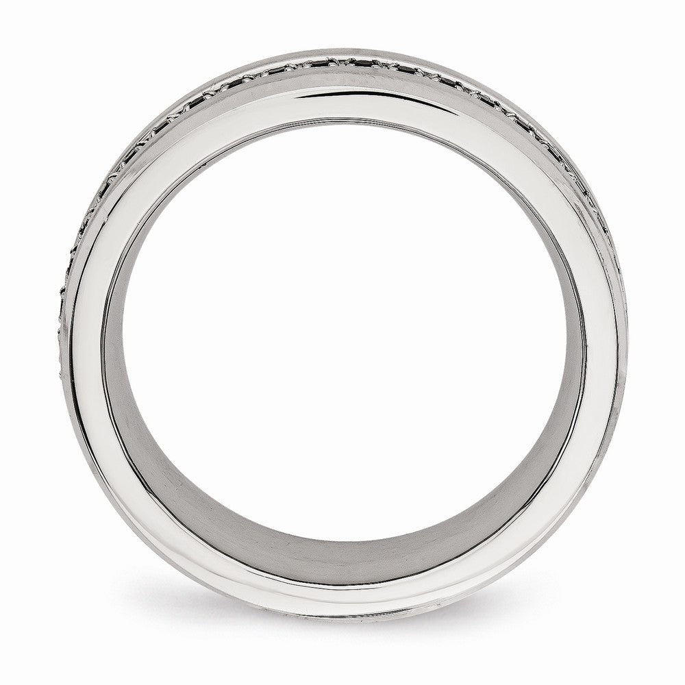 Chisel Stainless Steel Brushed And Polished Black CZ Ring