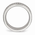 Chisel Stainless Steel Brushed And Polished Black CZ Ring