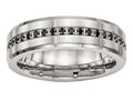 Chisel Stainless Steel Brushed And Polished Black CZ Ring