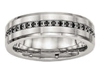 Chisel Stainless Steel Brushed And Polished Black CZ Ring