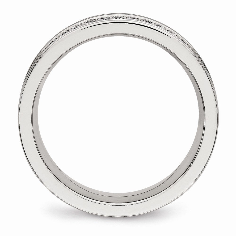 Chisel Stainless Steel Polished CZ Ring