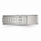 Chisel Stainless Steel Polished CZ Ring