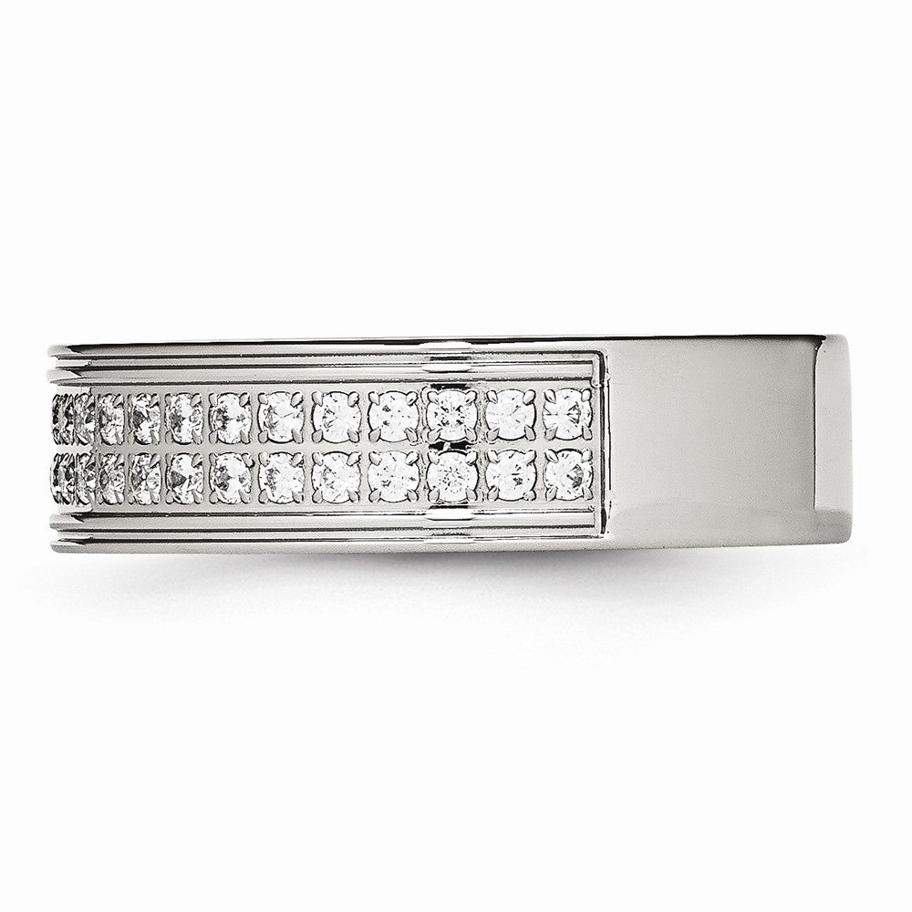 Chisel Stainless Steel Polished CZ Ring