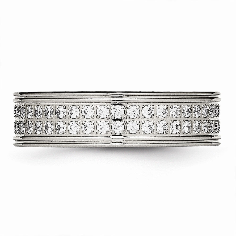 Chisel Stainless Steel Polished CZ Ring