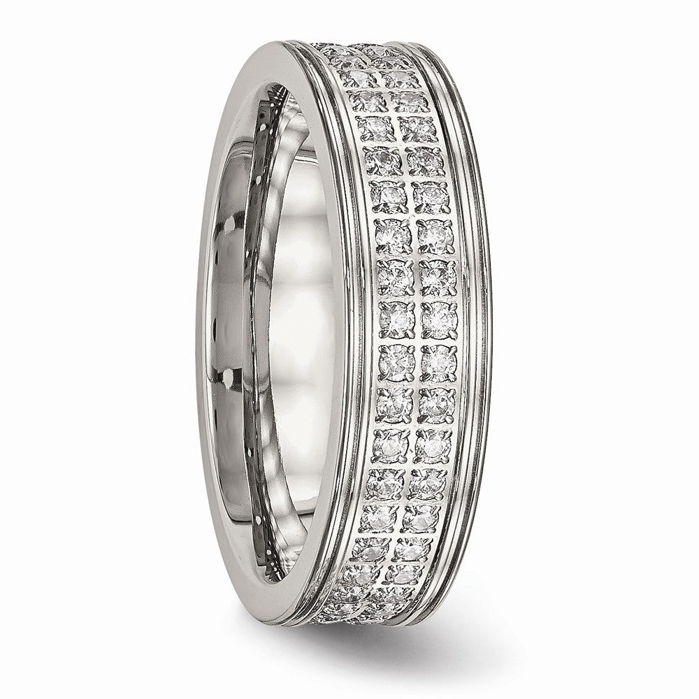 Chisel Stainless Steel Polished CZ Ring
