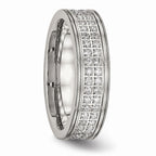 Chisel Stainless Steel Polished CZ Ring