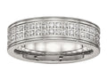 Chisel Stainless Steel Polished CZ Ring