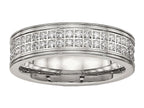 Chisel Stainless Steel Polished CZ Ring