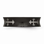 Chisel Stainless Steel Concave Crosses and Black Ip-plated 6mm Wedding Band