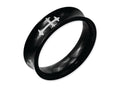 Chisel Stainless Steel Concave Crosses and Black Ip-plated 6mm Wedding Band