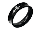Chisel Stainless Steel Concave Crosses and Black Ip-plated 6mm Wedding Band