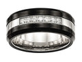 Chisel Stainless Steel Polished Black Ceramic CZ Beveled Edge Ring
