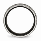 Chisel Stainless Steel Polished Black Ceramic CZ Ring