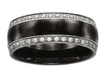 Chisel Stainless Steel Polished Black Ceramic CZ Ring