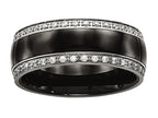 Chisel Stainless Steel Polished Black Ceramic CZ Ring