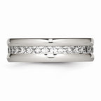 Chisel Stainless Steel Polished With CZ Ring