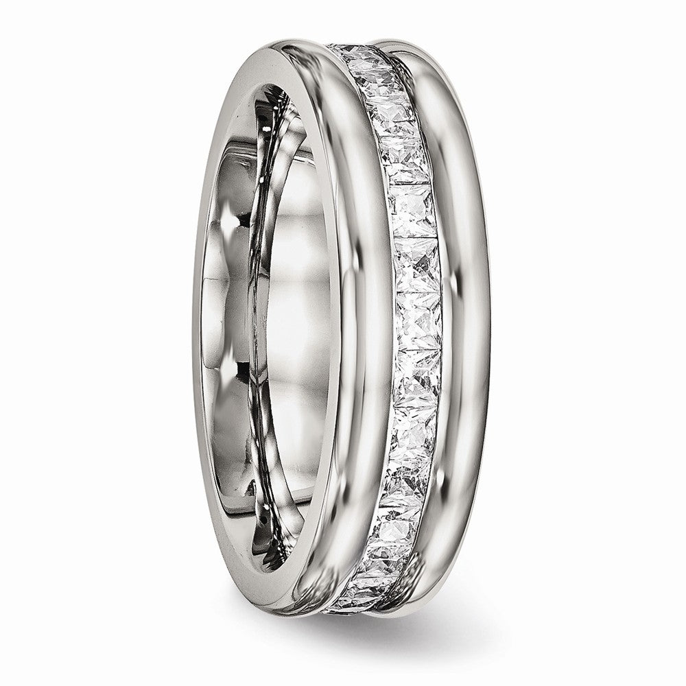 Chisel Stainless Steel Polished With CZ Ring
