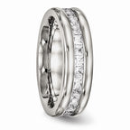 Chisel Stainless Steel Polished With CZ Ring
