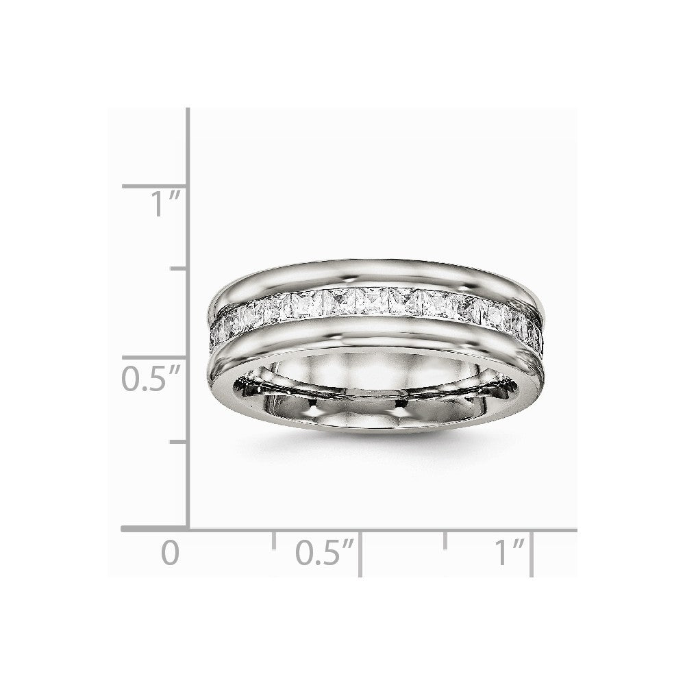 Chisel Stainless Steel Polished With CZ Ring