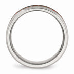 Chisel Stainless Steel Polished With Red Imitation Opal 8mm Men's Ring