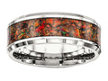 Chisel Stainless Steel Polished With Red Imitation Opal 8mm Men's Ring