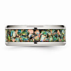 Chisel Stainless Steel Polished With Imitation Opal 8mm Men's Ring