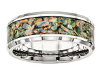 Chisel Stainless Steel Polished With Imitation Opal 8mm Men's Ring