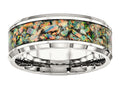 Chisel Stainless Steel Polished With Imitation Opal 8mm Men's Ring