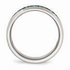 Chisel Stainless Steel Polished With Blue Imitiation Opal 8mm Men's Ring