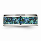 Chisel Stainless Steel Polished With Blue Imitiation Opal 8mm Men's Ring