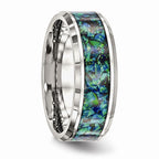 Chisel Stainless Steel Polished With Blue Imitiation Opal 8mm Men's Ring