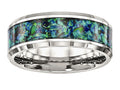 Chisel Stainless Steel Polished With Blue Imitiation Opal 8mm Men's Ring