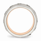 Chisel Stainless Steel Brushed And Polished Black Ip CZ Half Round Ring