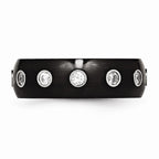 Chisel Stainless Steel Brushed And Polished Black Ip CZ Half Round Ring