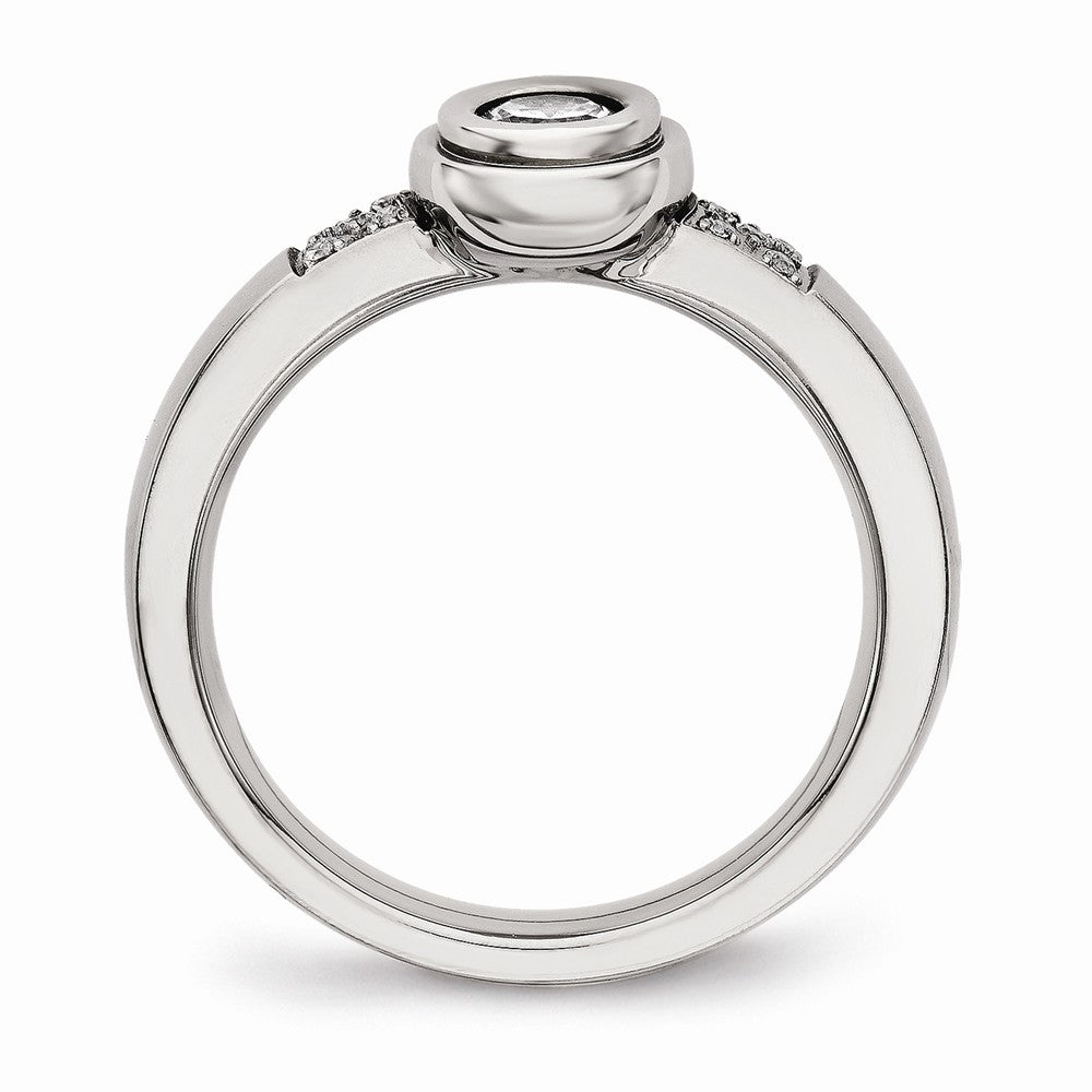 Chisel Stainless Steel Polished CZ Ring
