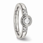 Chisel Stainless Steel Polished CZ Ring