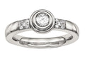 Chisel Stainless Steel Polished CZ Ring
