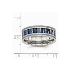 Chisel Stainless Steel Polished W/ Blue Carbon Fiber Textured Edge Ring
