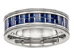 Chisel Stainless Steel Polished W/ Blue Carbon Fiber Textured Edge Ring