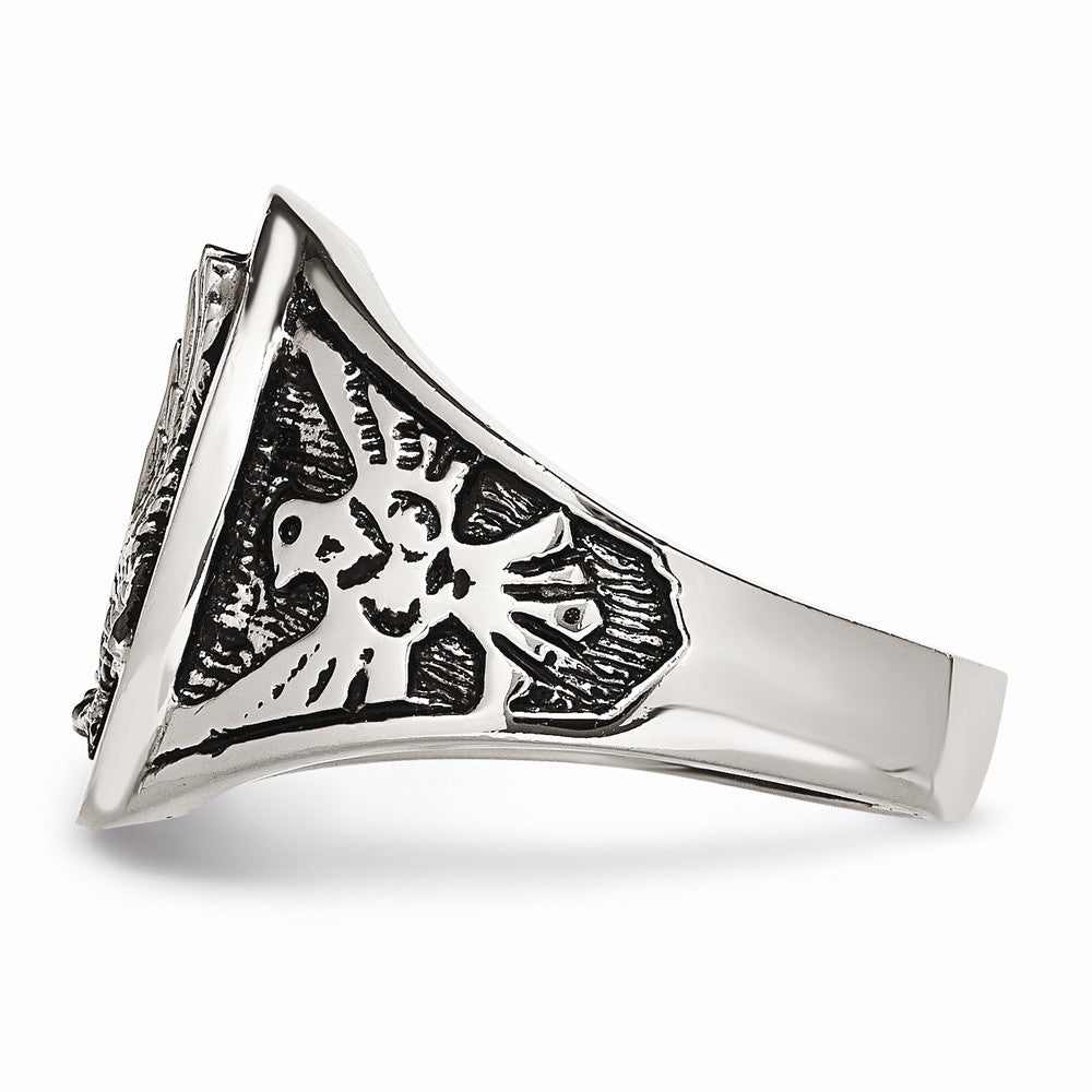 Chisel Stainless Steel Polished Enameled Eagle Ring
