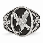 Chisel Stainless Steel Polished Enameled Eagle Ring
