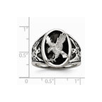Chisel Stainless Steel Polished Enameled Eagle Ring