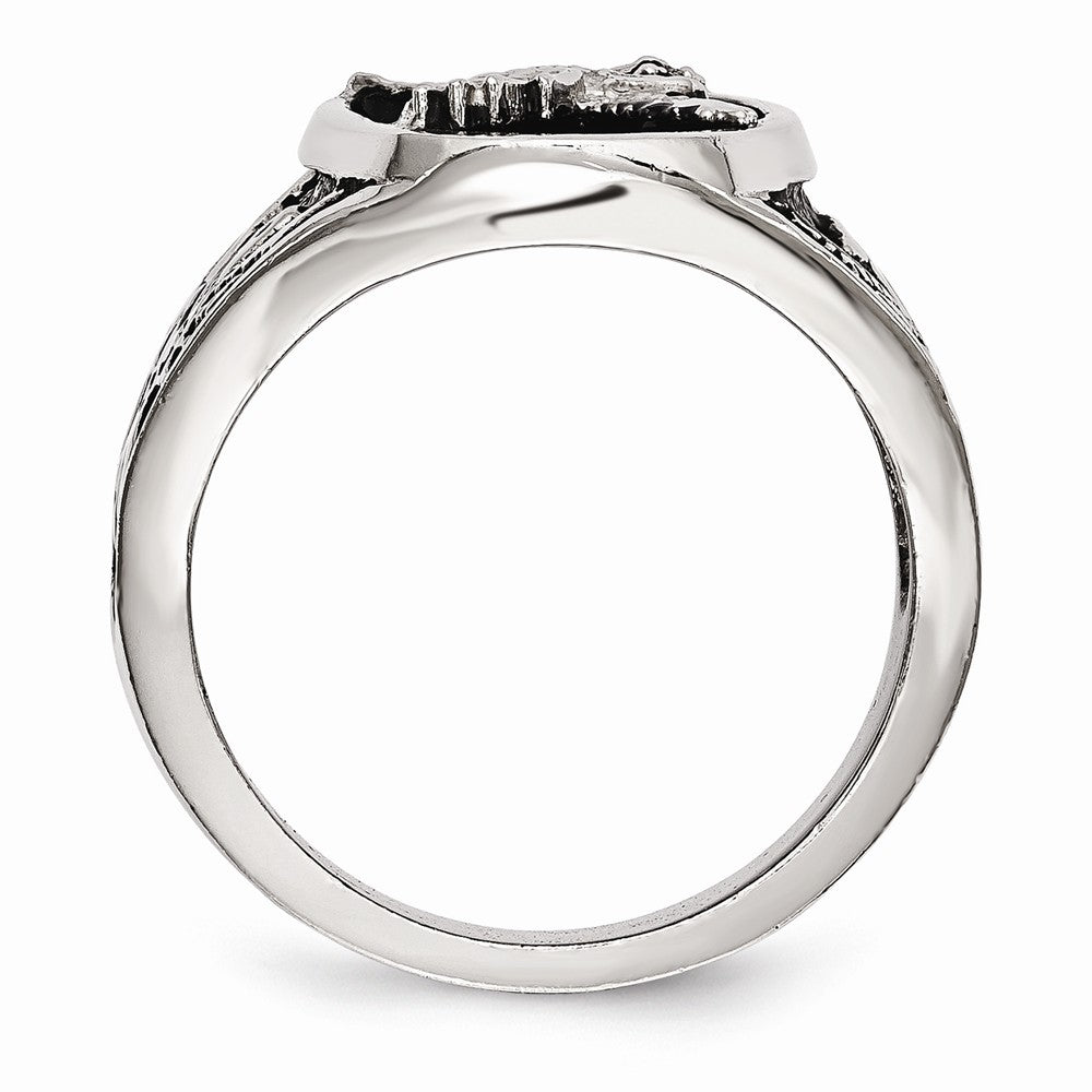 Chisel Stainless Steel Polished Enameled Eagle Ring