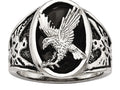 Chisel Stainless Steel Polished Enameled Eagle Ring