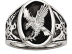 Chisel Stainless Steel Polished Enameled Eagle Ring
