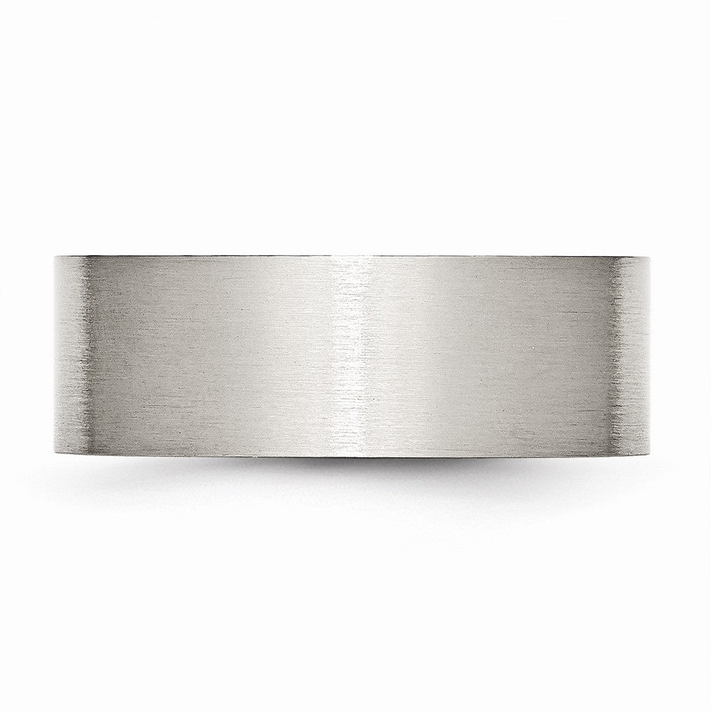 Chisel Stainless Steel Flat 8mm Brushed Wedding Band